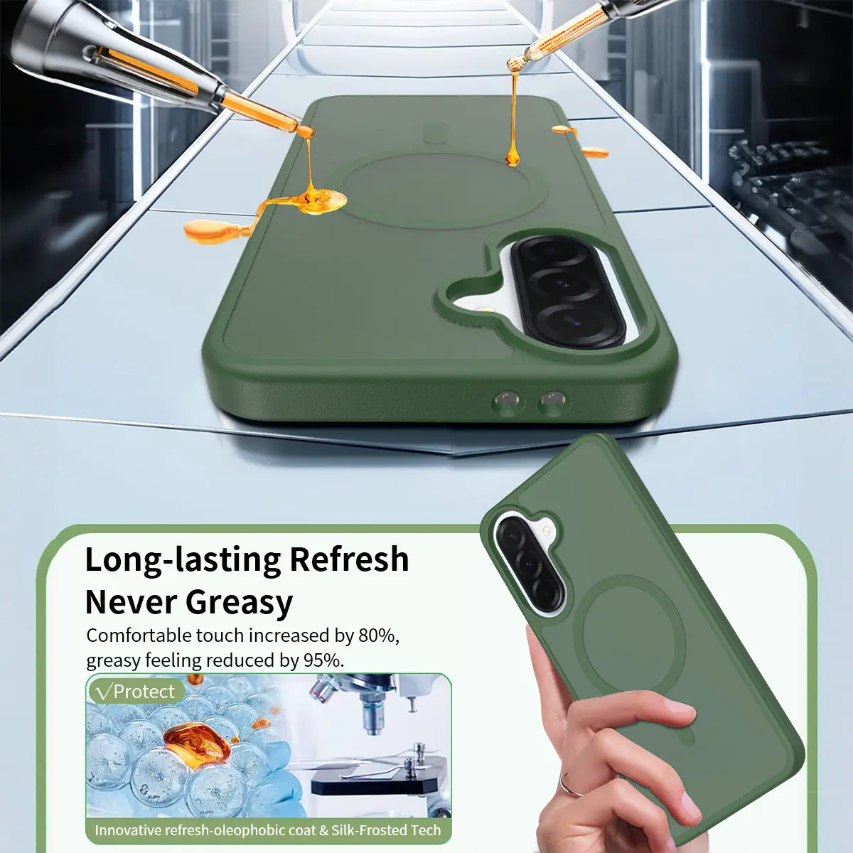 Samsung Galaxy A37 Hoesje met MagSafe Back Cover Matte Groen afbeelding 10