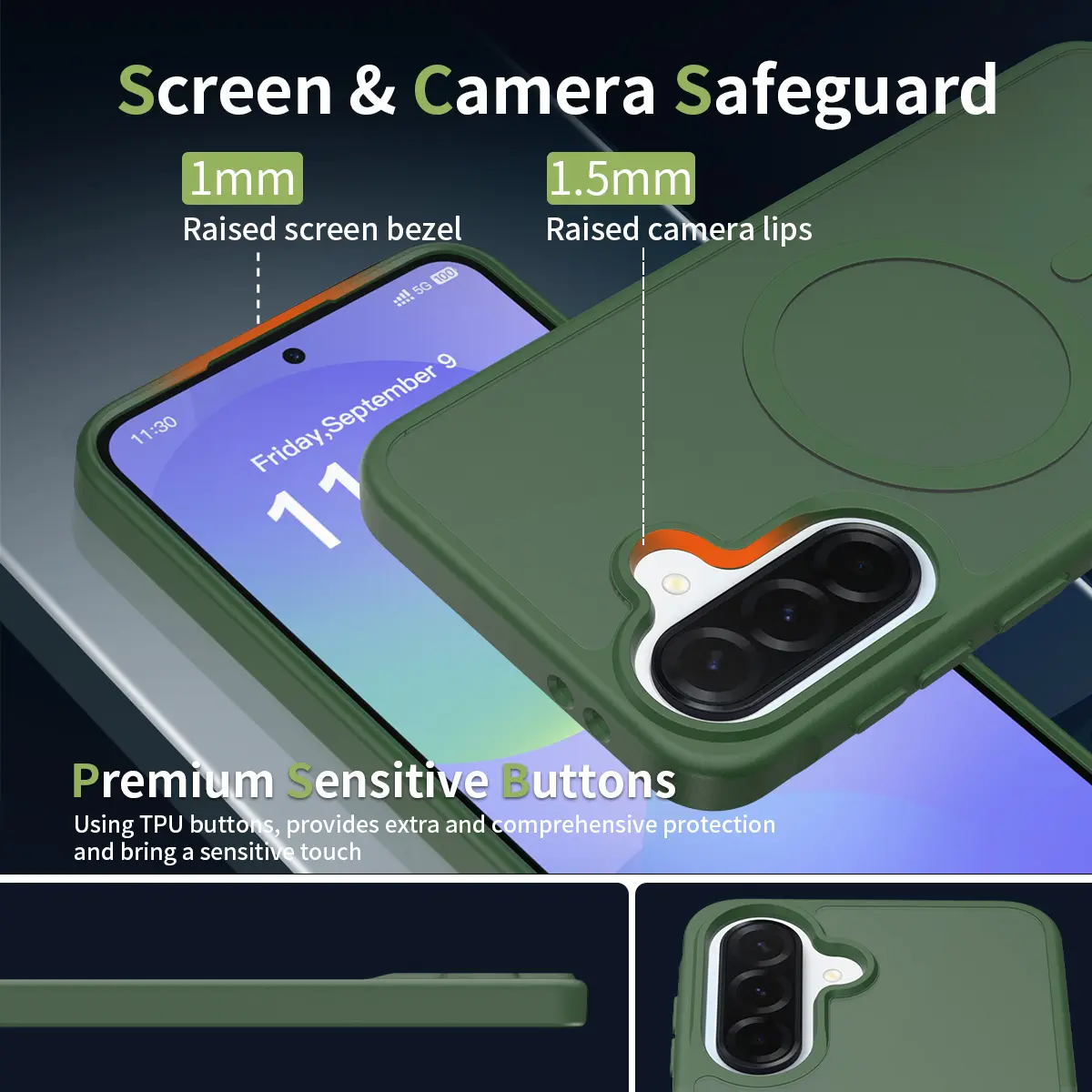 Samsung Galaxy A37 Hoesje met MagSafe Back Cover Matte Groen afbeelding 7