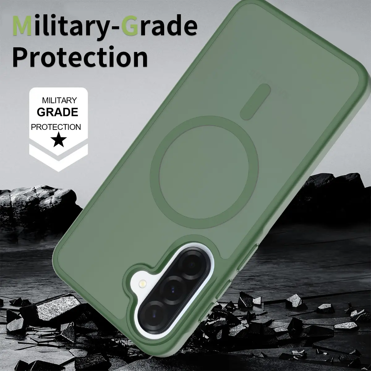 Samsung Galaxy A37 Hoesje met MagSafe Back Cover Matte Groen afbeelding 2