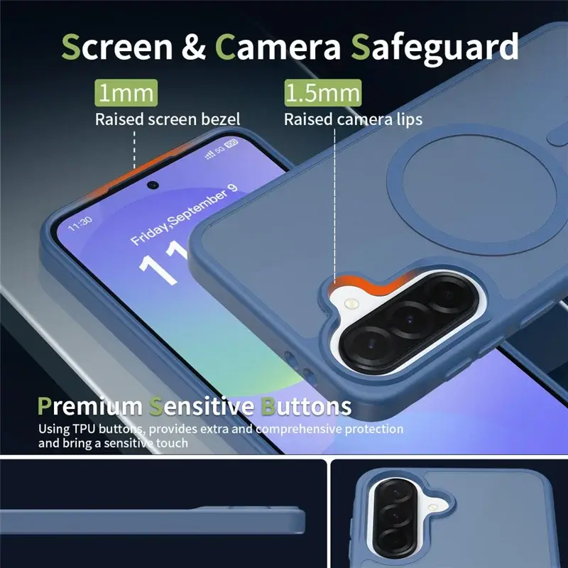 Samsung Galaxy A37 Hoesje met MagSafe Back Cover Matte Blauw afbeelding 5