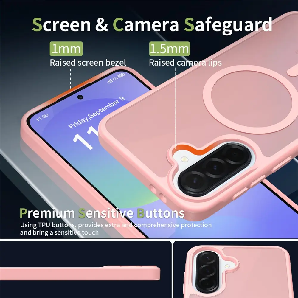 Samsung Galaxy A37 Hoesje met MagSafe Back Cover Matte Roze afbeelding 5