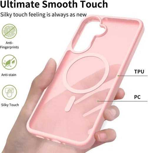Samsung Galaxy A37 Hoesje met MagSafe Back Cover Matte Roze afbeelding 4