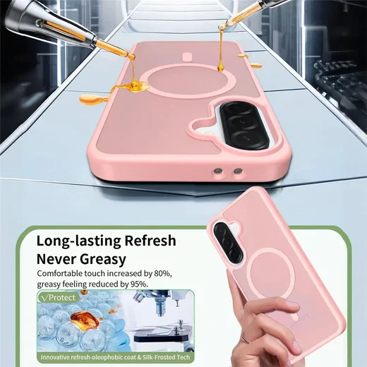 Samsung Galaxy A37 Hoesje met MagSafe Back Cover Matte Roze afbeelding 8