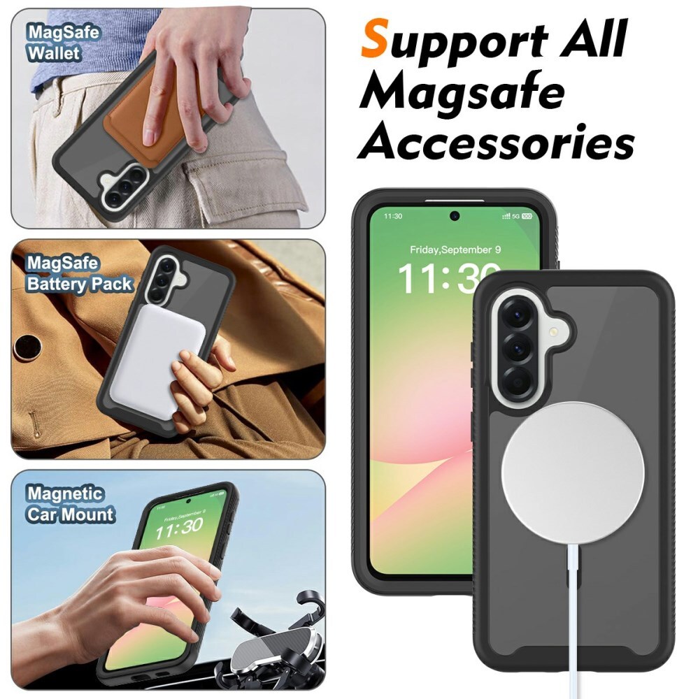 Samsung Galaxy A57 Hoesje Full Protect 360° Cover met MagSafe / Qi2 Zwart afbeelding 6