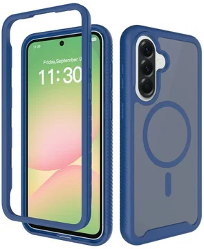 Samsung Galaxy A57 Hoesje Full Protect 360° Cover met MagSafe / Qi2 Blauw