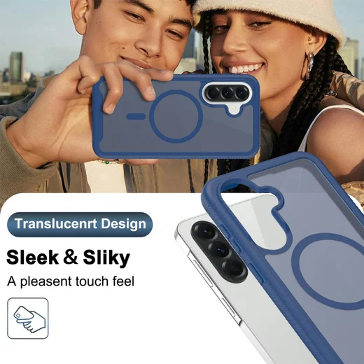Samsung Galaxy A57 Hoesje Full Protect 360° Cover met MagSafe / Qi2 Blauw afbeelding 5