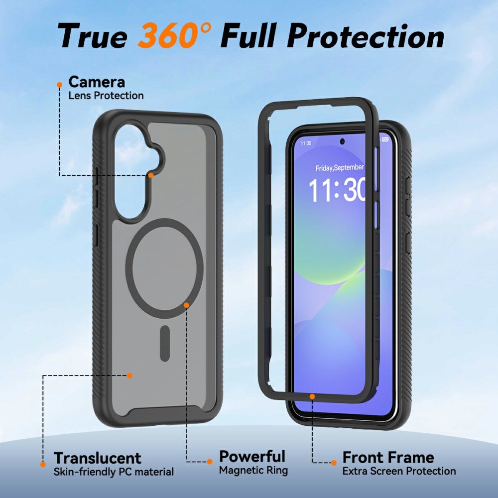 Samsung Galaxy A37 Hoesje Full Protect 360° Cover met MagSafe Zwart afbeelding 4