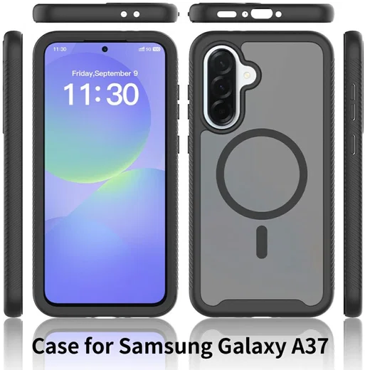 Samsung Galaxy A37 Hoesje Full Protect 360° Cover met MagSafe Zwart afbeelding 7
