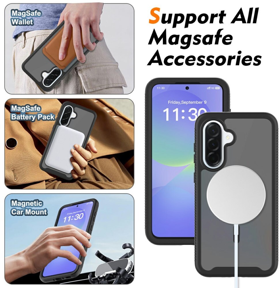 Samsung Galaxy A37 Hoesje Full Protect 360° Cover met MagSafe Zwart afbeelding 6