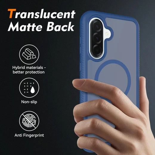 Samsung Galaxy A37 Hoesje Full Protect 360° Cover met MagSafe / Qi2 Blauw afbeelding 2