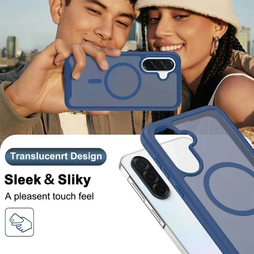 Samsung Galaxy A37 Hoesje Full Protect 360° Cover met MagSafe / Qi2 Blauw afbeelding 5