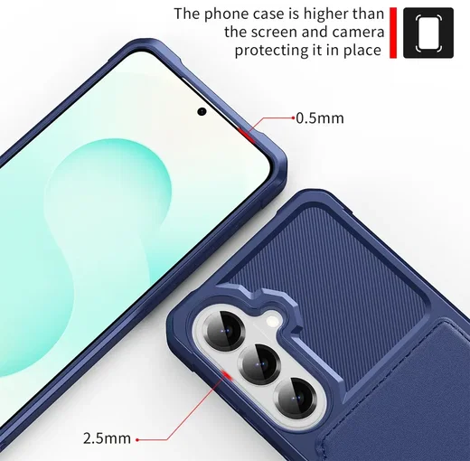 Samsung Galaxy A57 Hoesje 3-in-1 Pasjes Portemonnee Back Cover Blauw afbeelding 9