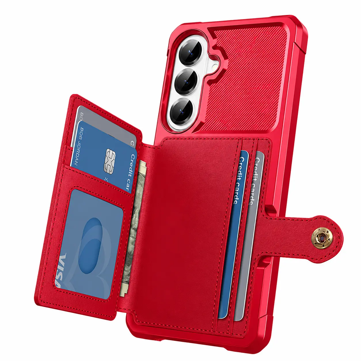Samsung Galaxy A57 Hoesje 3-in-1 Pasjes Portemonnee Back Cover Rood afbeelding 3