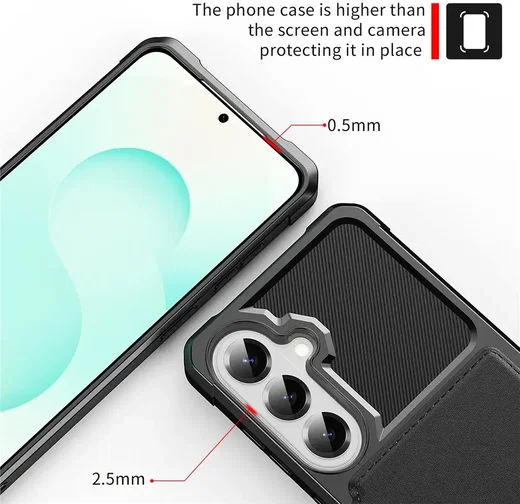 Samsung Galaxy A57 TPU Back Cover met Kunstleren Wallet Rood afbeelding 10