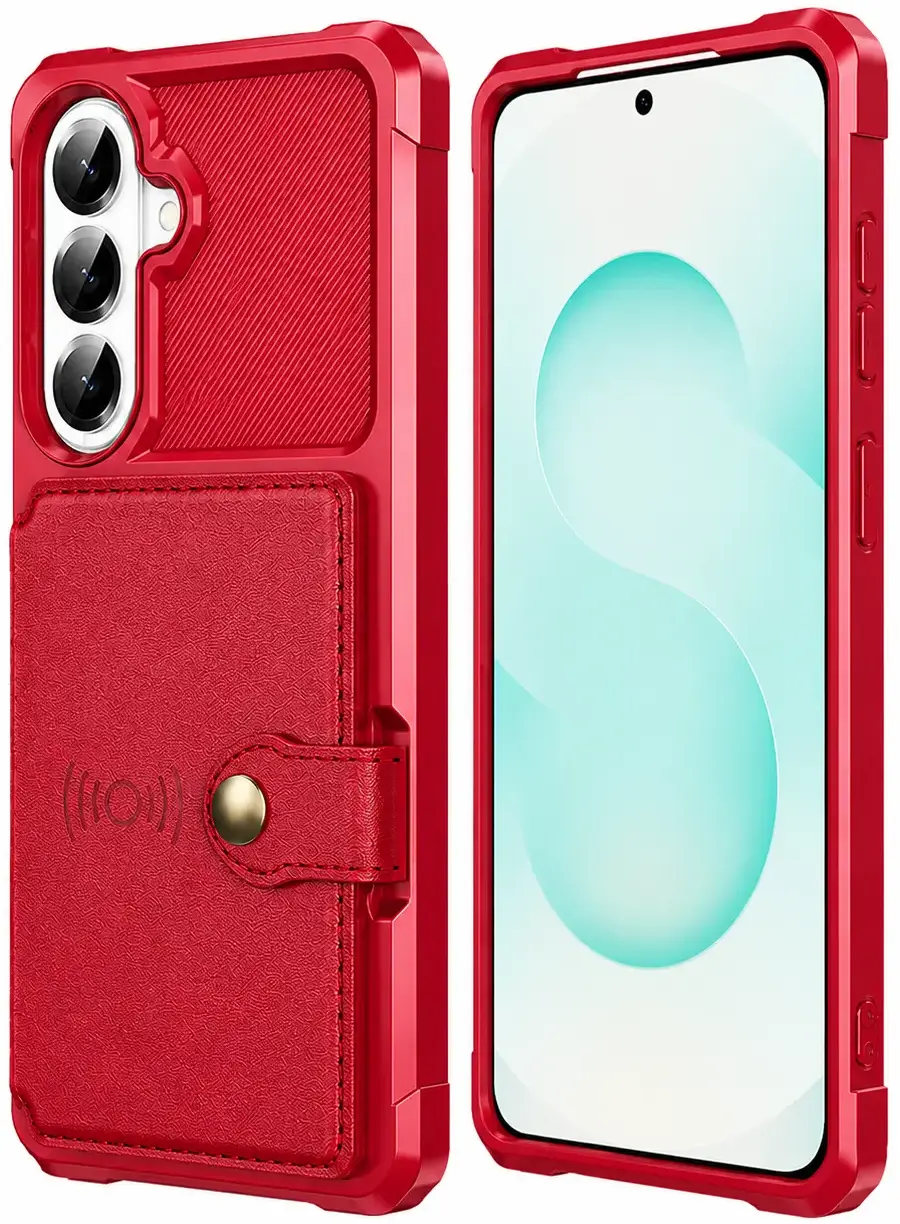 Samsung Galaxy A57 TPU Back Cover met Kunstleren Wallet Rood afbeelding 2