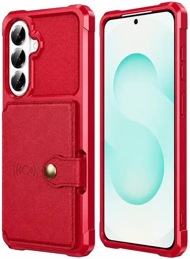 Samsung Galaxy A57 TPU Back Cover met Kunstleren Wallet Rood afbeelding 2