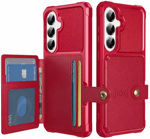 Samsung Galaxy A57 TPU Back Cover met Kunstleren Wallet Rood afbeelding 1