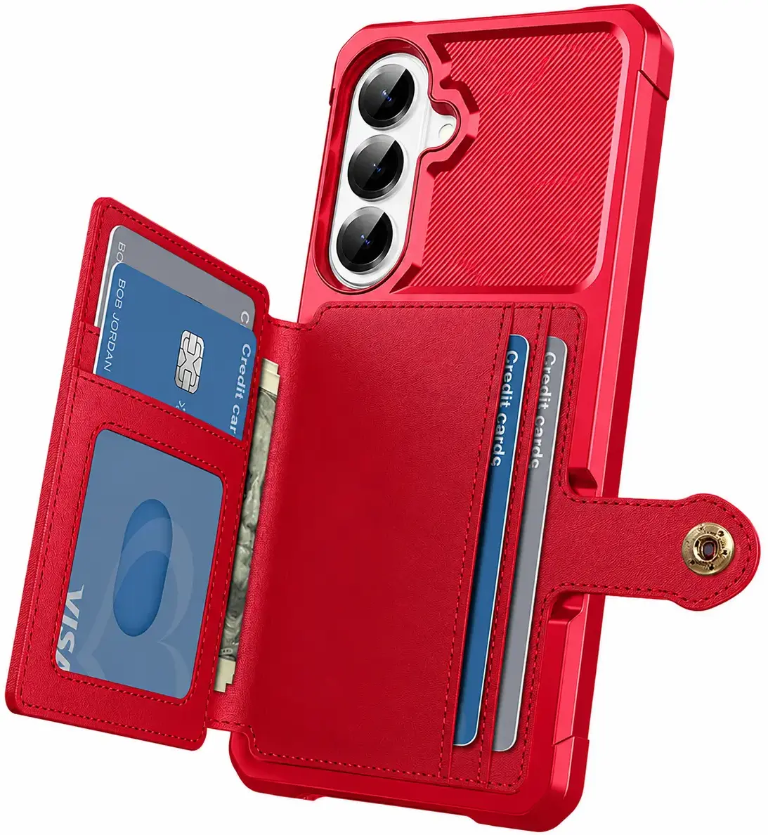 Samsung Galaxy A57 TPU Back Cover met Kunstleren Wallet Rood afbeelding 4