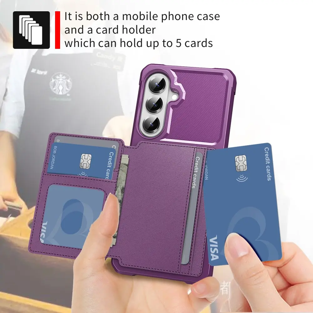 Samsung Galaxy A57 Hoesje 3-in-1 Pasjes Portemonnee Back Cover Paars afbeelding 7