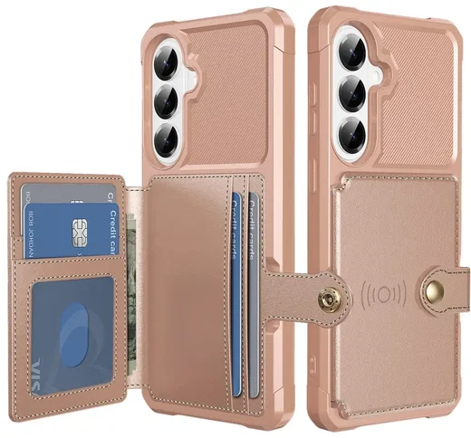 Samsung Galaxy A57 Hoesje 3-in-1 Pasjes Portemonnee Back Cover Roze afbeelding 1