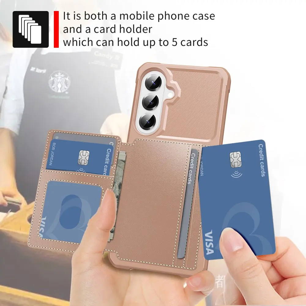 Samsung Galaxy A57 Hoesje 3-in-1 Pasjes Portemonnee Back Cover Roze afbeelding 6