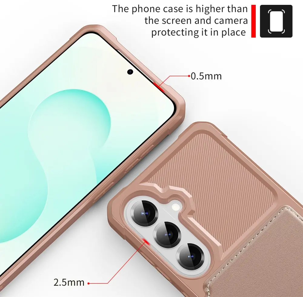 Samsung Galaxy A57 Hoesje 3-in-1 Pasjes Portemonnee Back Cover Roze afbeelding 9