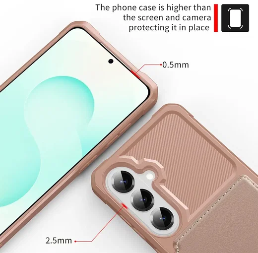 Samsung Galaxy A57 Hoesje 3-in-1 Pasjes Portemonnee Back Cover Roze afbeelding 9