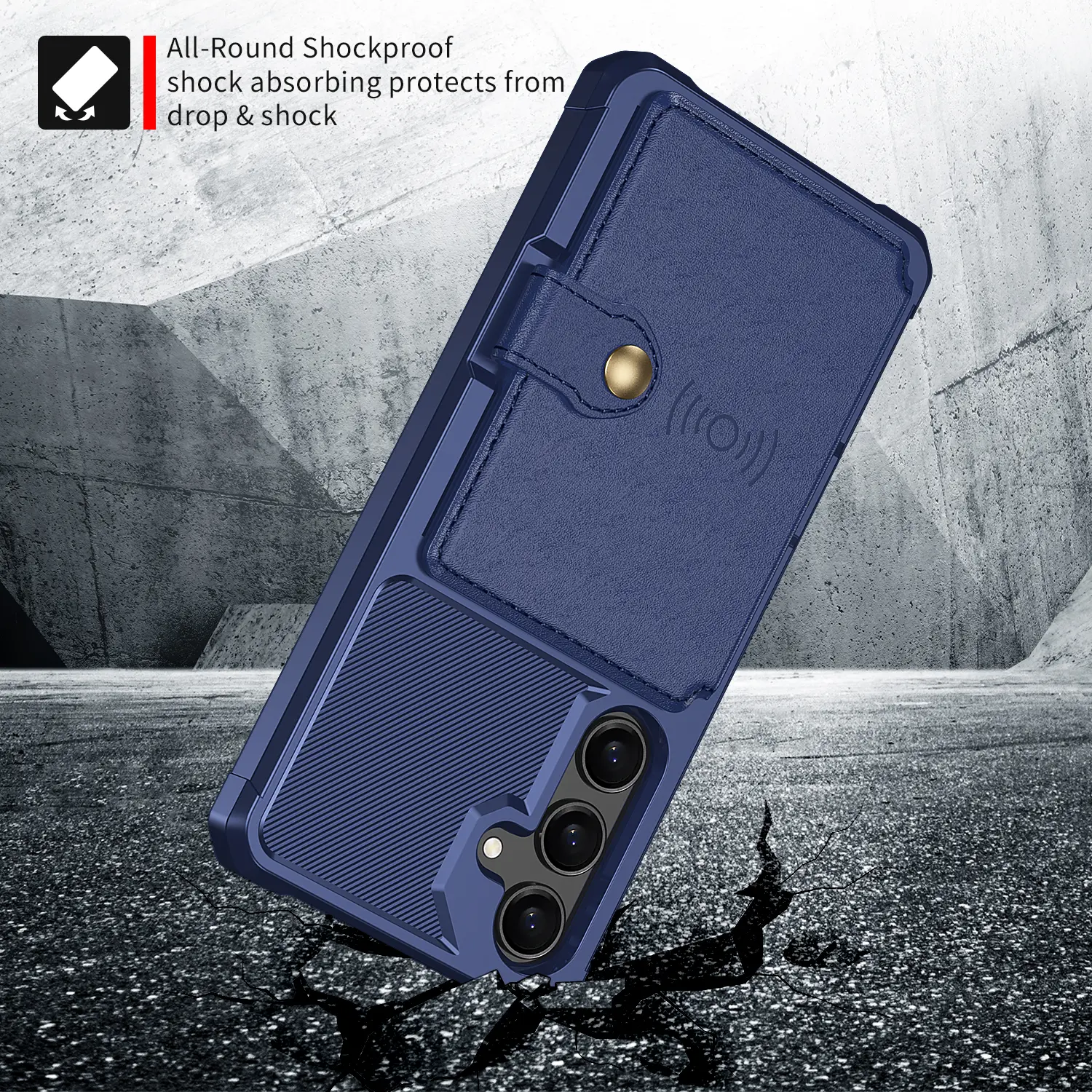 Samsung Galaxy A37 Hoesje 3-in-1 Pasjes Portemonnee Back Cover Blauw afbeelding 3