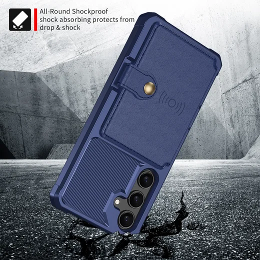 Samsung Galaxy A37 Hoesje 3-in-1 Pasjes Portemonnee Back Cover Blauw afbeelding 3