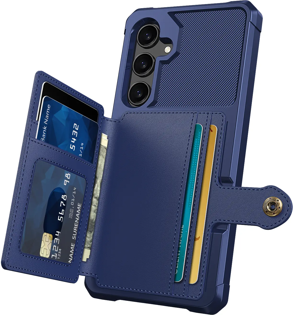 Samsung Galaxy A37 Hoesje 3-in-1 Pasjes Portemonnee Back Cover Blauw afbeelding 7