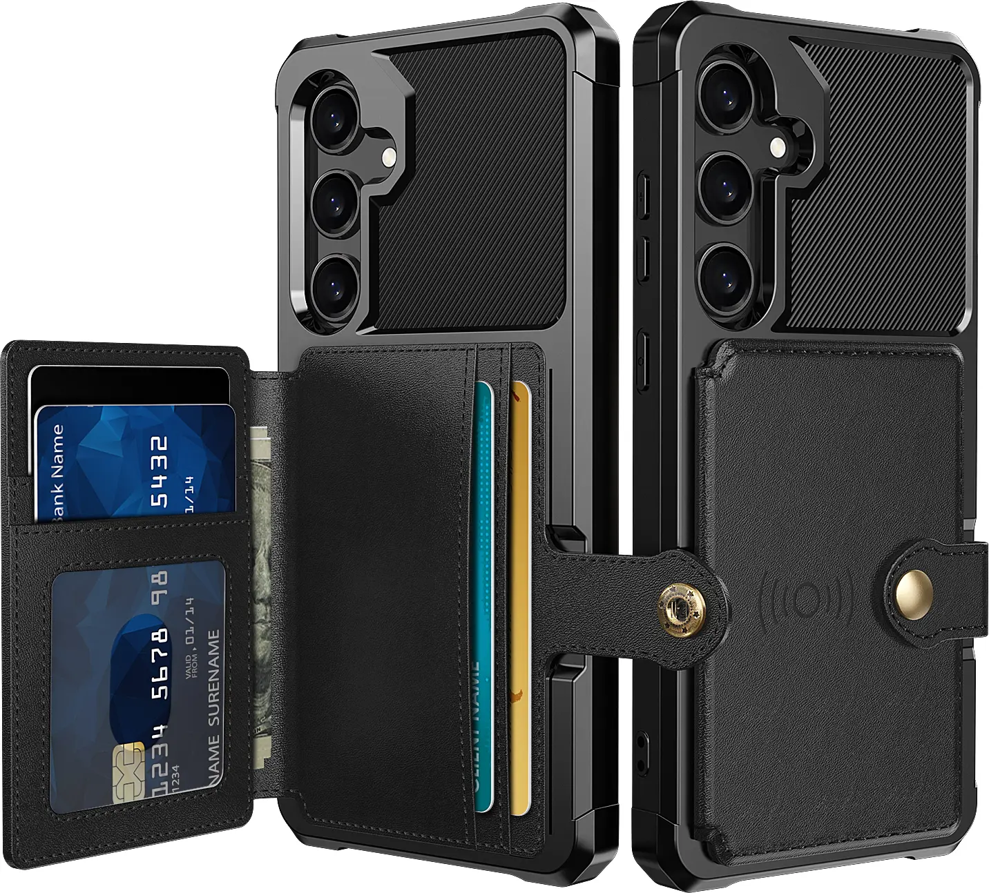 Samsung Galaxy A37 Hoesje 3-in-1 Pasjes Portemonnee Back Cover Zwart afbeelding 1