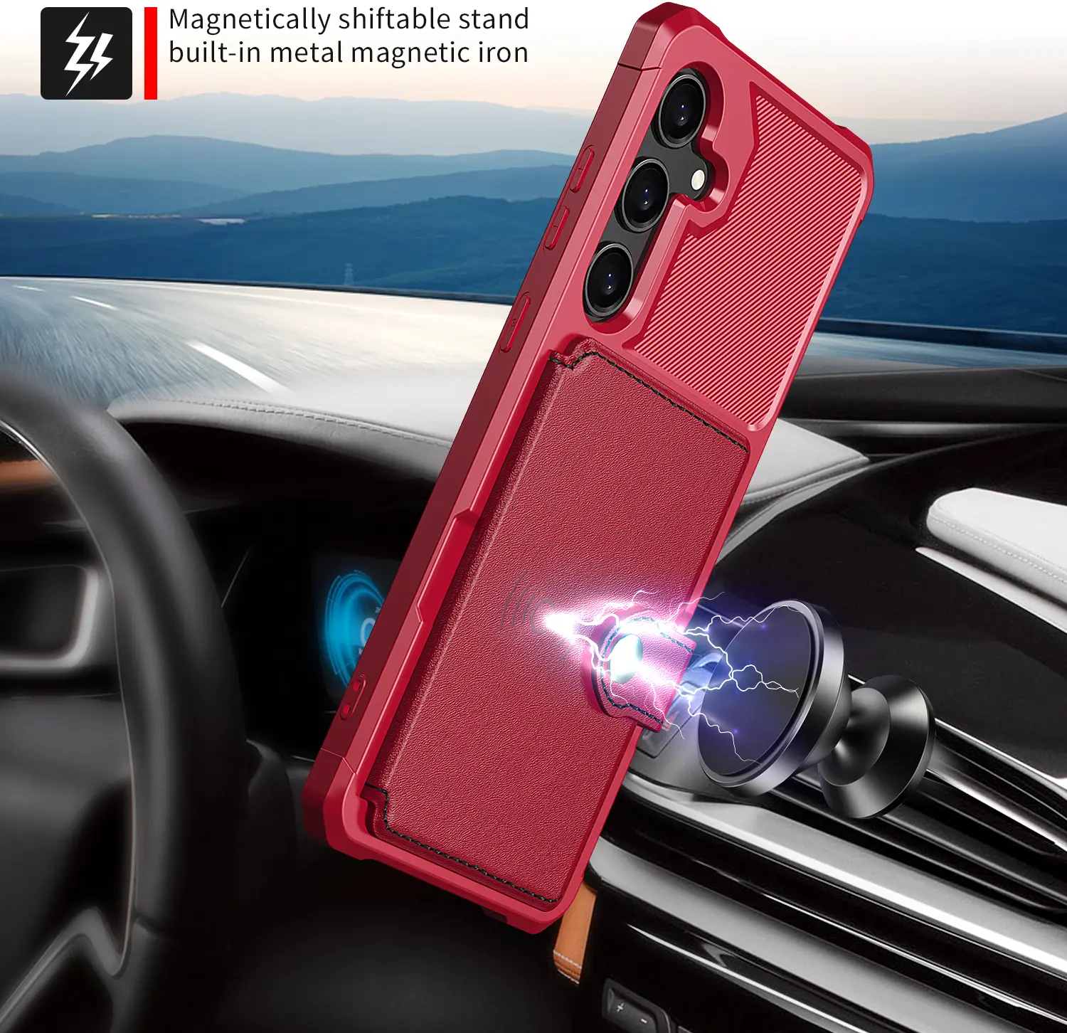 Samsung Galaxy A37 Hoesje 3-in-1 Pasjes Portemonnee Back Cover Rood afbeelding 5