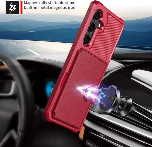 Samsung Galaxy A37 Hoesje 3-in-1 Pasjes Portemonnee Back Cover Rood afbeelding 5