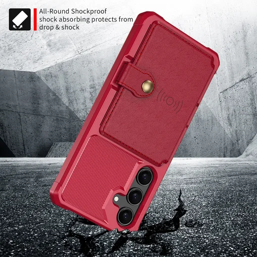Samsung Galaxy A37 Hoesje 3-in-1 Pasjes Portemonnee Back Cover Rood afbeelding 3