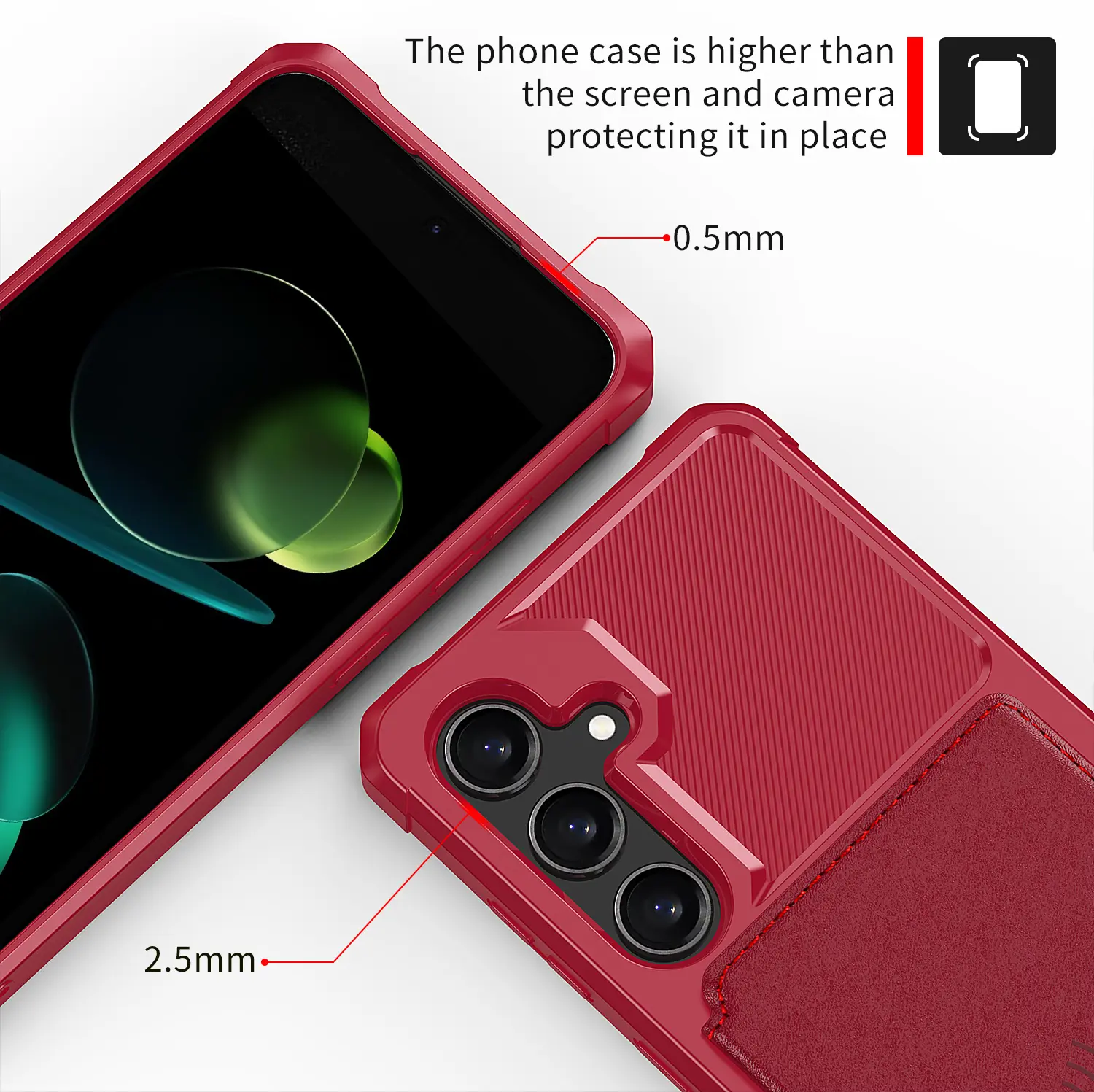 Samsung Galaxy A37 Hoesje 3-in-1 Pasjes Portemonnee Back Cover Rood afbeelding 6