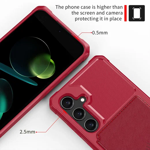 Samsung Galaxy A37 Hoesje 3-in-1 Pasjes Portemonnee Back Cover Rood afbeelding 6