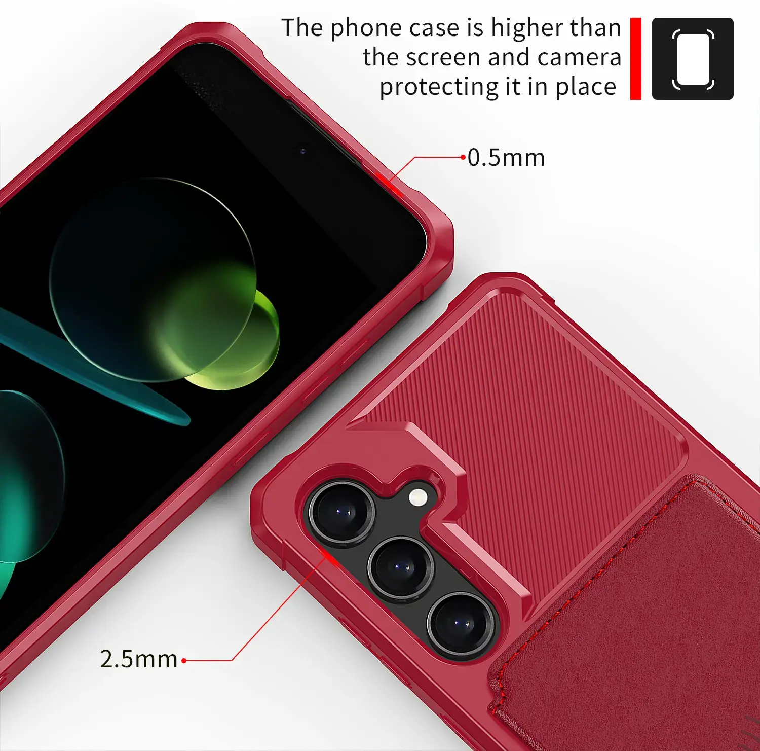 Samsung Galaxy A37 TPU Back Cover met Kunstleren Wallet Rood afbeelding 7