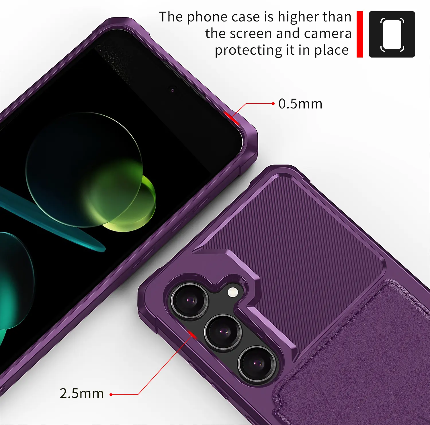 Samsung Galaxy A37 Hoesje 3-in-1 Pasjes Portemonnee Back Cover Paars afbeelding 6