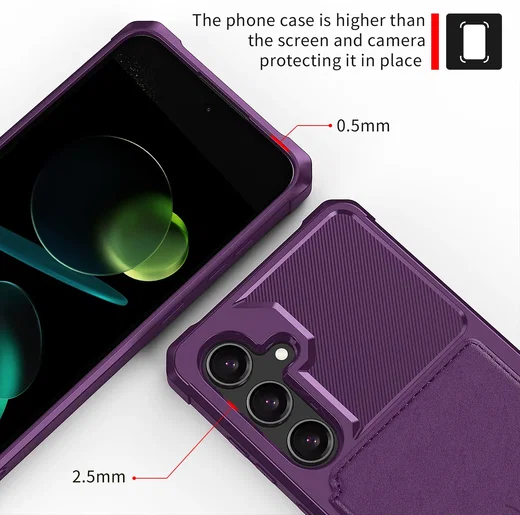 Samsung Galaxy A37 Hoesje 3-in-1 Pasjes Portemonnee Back Cover Paars afbeelding 6