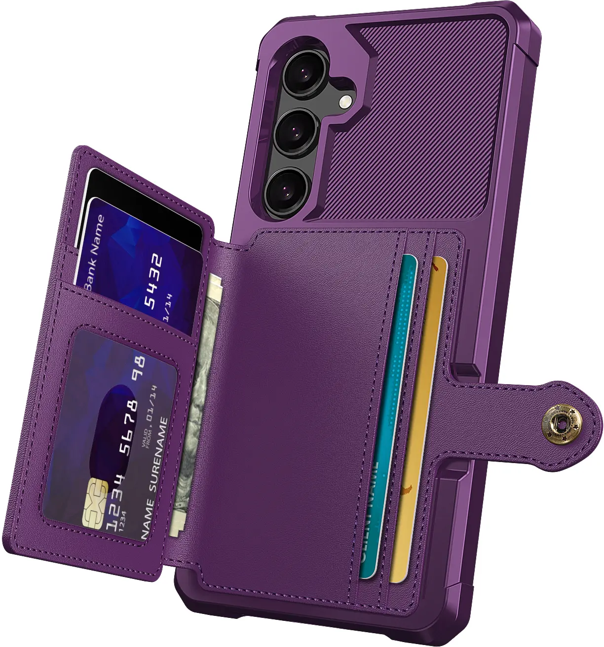 Samsung Galaxy A37 Hoesje 3-in-1 Pasjes Portemonnee Back Cover Paars afbeelding 7