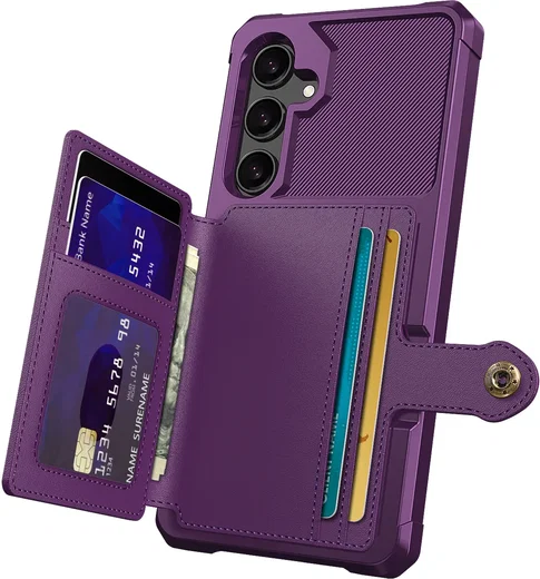 Samsung Galaxy A37 Hoesje 3-in-1 Pasjes Portemonnee Back Cover Paars afbeelding 7