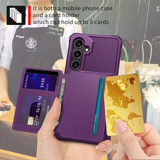 Samsung Galaxy A37 Hoesje 3-in-1 Pasjes Portemonnee Back Cover Paars afbeelding 4