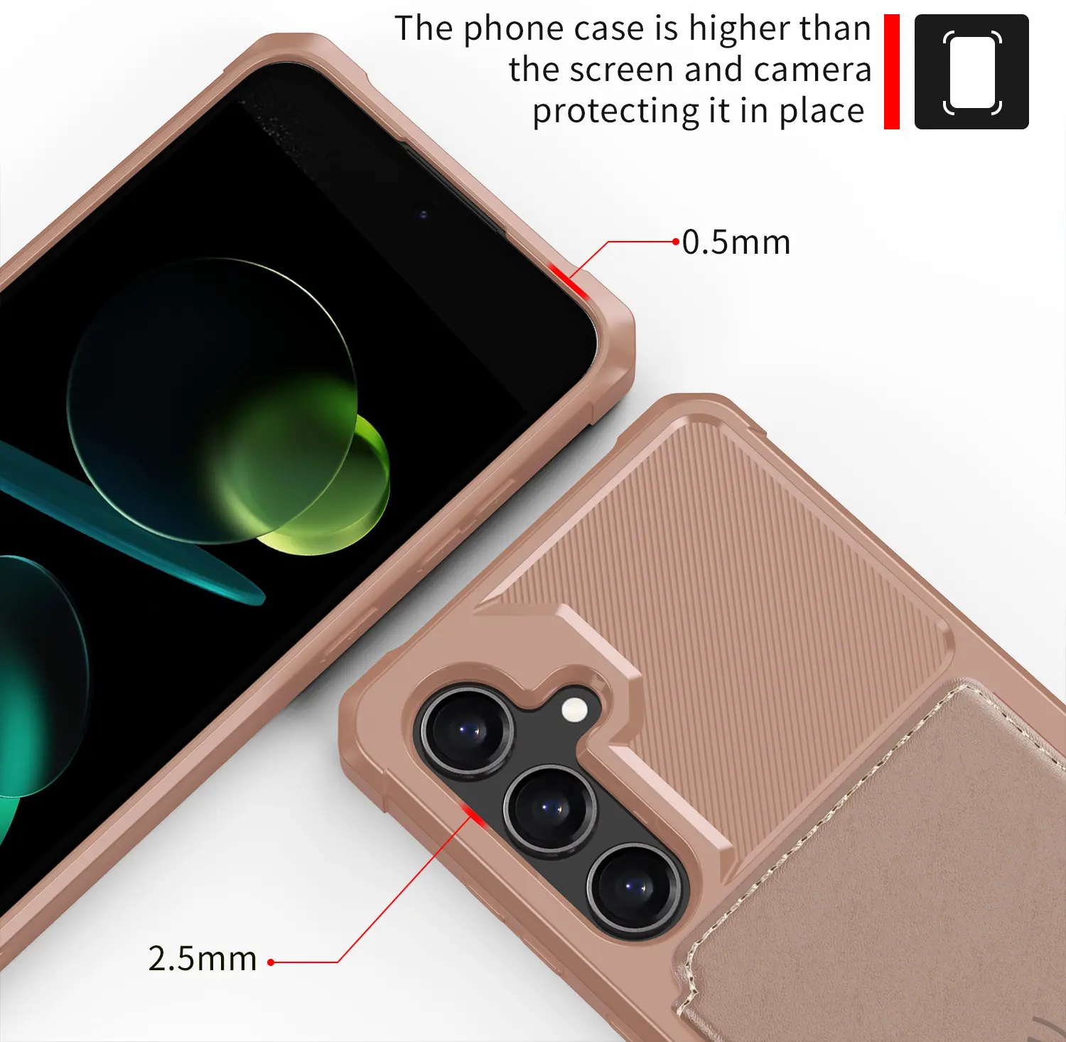 Samsung Galaxy A37 Hoesje 3-in-1 Pasjes Portemonnee Back Cover Roze afbeelding 6