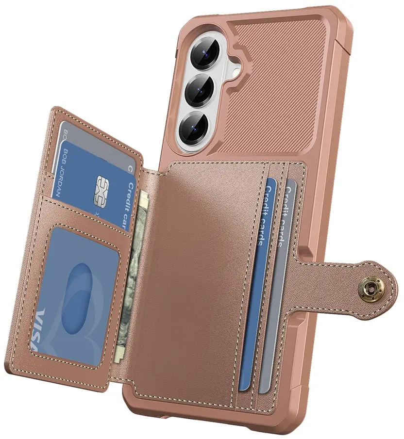 Samsung Galaxy A37 TPU Back Cover met Kunstleren Wallet Roze afbeelding 10