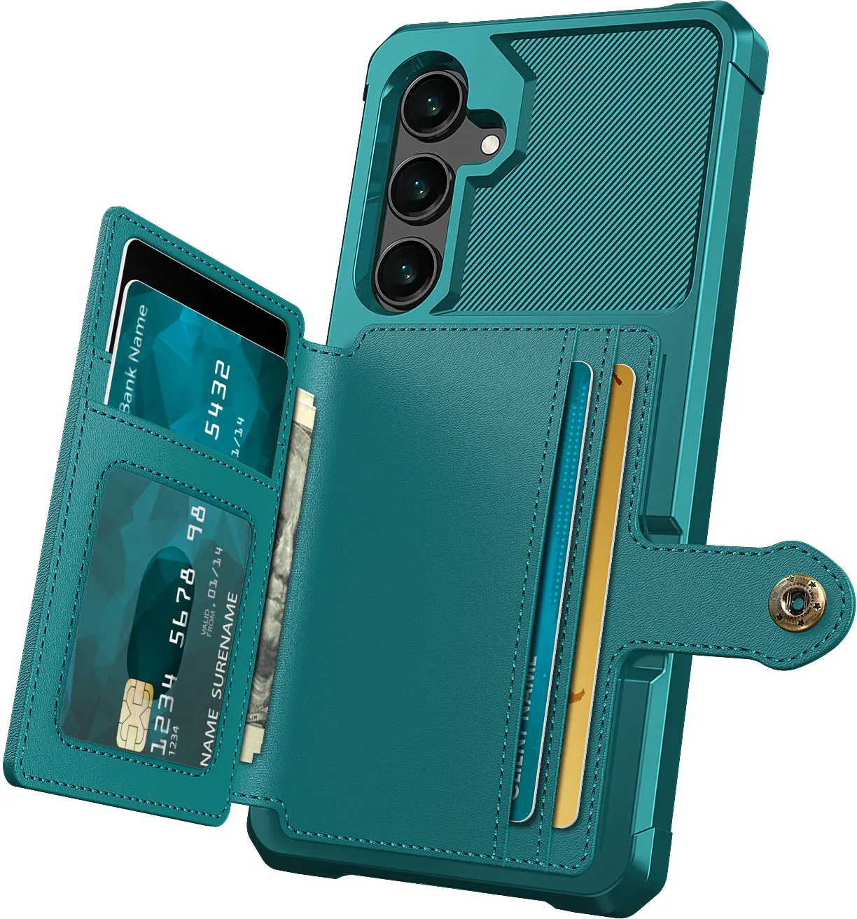 Samsung Galaxy A37 Hoesje 3-in-1 Pasjes Portemonnee Back Cover Groen afbeelding 2