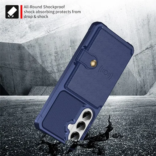 Samsung Galaxy A27 TPU Back Cover met Kunstleren Wallet Blauw afbeelding 2