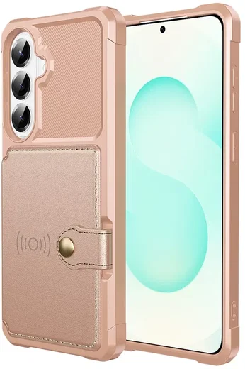 Samsung Galaxy A27 TPU Back Cover met Kunstleren Wallet Roze afbeelding 8