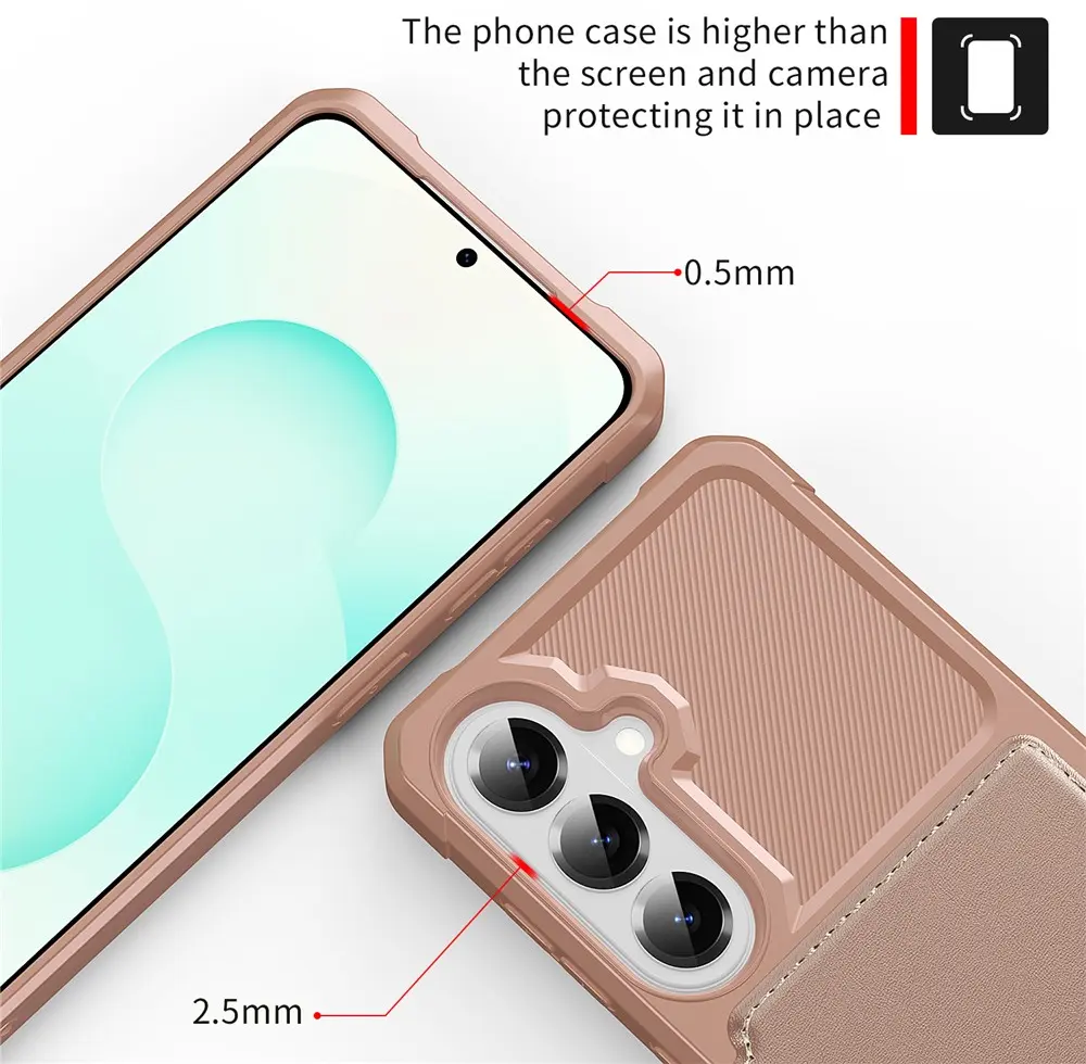 Samsung Galaxy A27 TPU Back Cover met Kunstleren Wallet Roze afbeelding 7