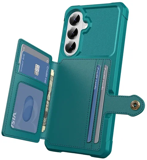 Samsung Galaxy A27 TPU Back Cover met Kunstleren Wallet Groen afbeelding 9