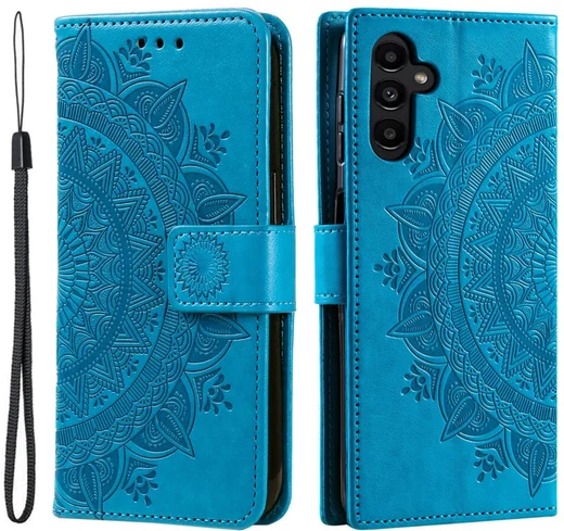 Samsung Galaxy A57 Hoesje Mandala Book Case met Pasjeshouder Blauw afbeelding 1